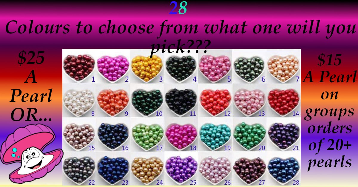 Colorful Edison pearl selection grid with pricing