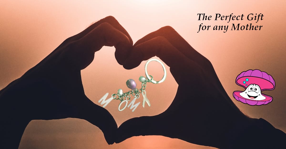 Handmade MOM keychain with pearl accents